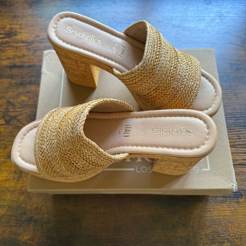 Seychelles Women's Tan Woven Heeled Sandals (Anthropologie)